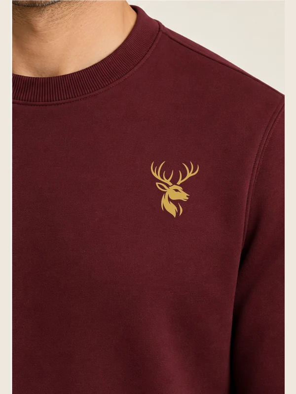 Men's Arc Shaped Crewneck — Deep Burgundy, Detail view