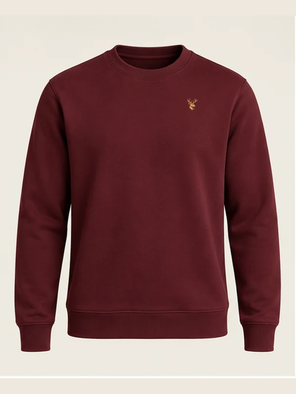 Men's Arc Shaped Crewneck — Deep Burgundy in Deep Burgundy, front view