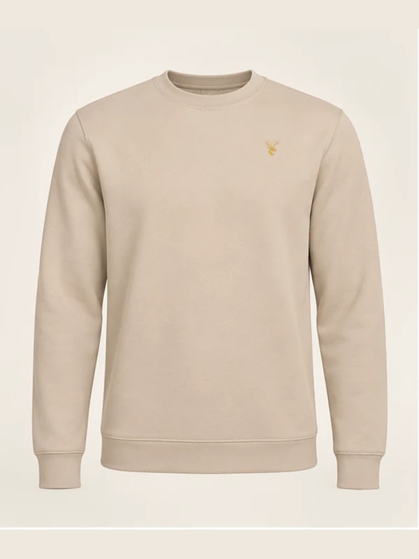 Men's Line Smooth Sweatshirt — Warm Beige in Warm Beige, front view
