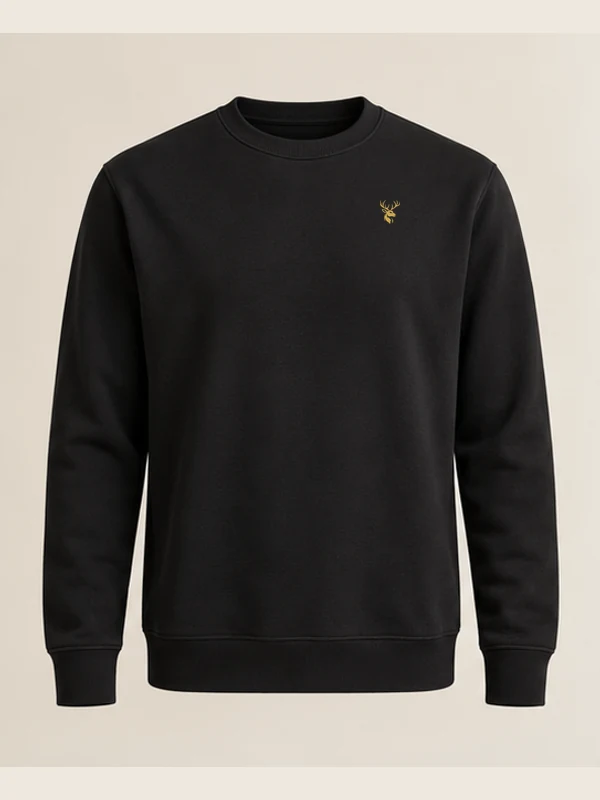 Men's Meridian Crewneck — Black in Black, front view