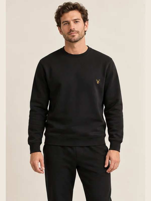 Men's Meridian Crewneck — Black, On-model view