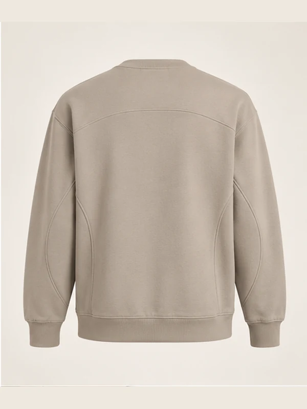 Men's Orbit Panelled Crewneck — Stone, Back view