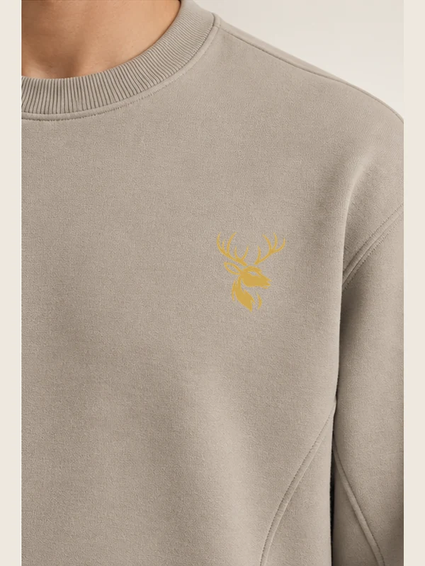 Men's Orbit Panelled Crewneck — Stone, Detail view