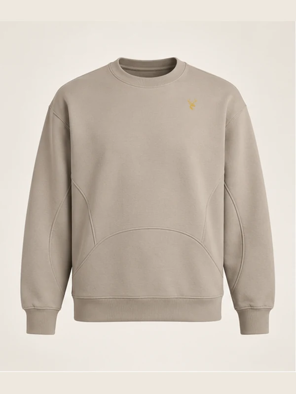 Men's Orbit Panelled Crewneck — Stone in Stone, front view
