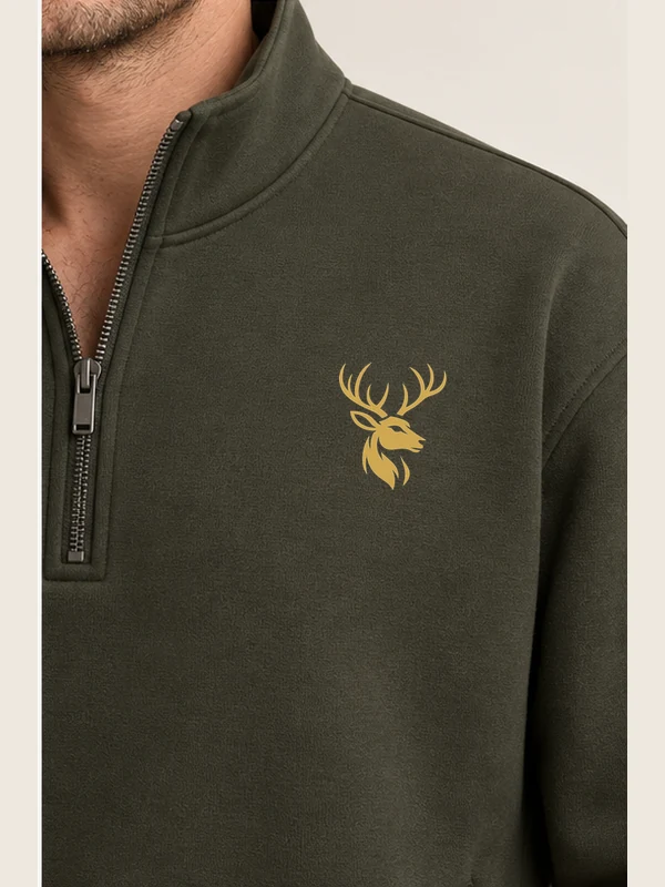 Men's Ridge Half-Zip — Dark Olive, Detail view