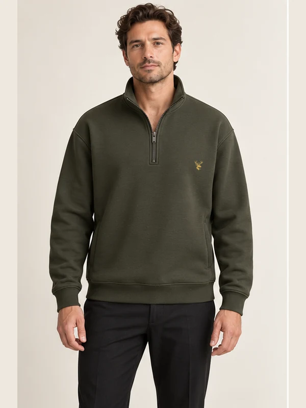Men's Ridge Half-Zip — Dark Olive, On-model view