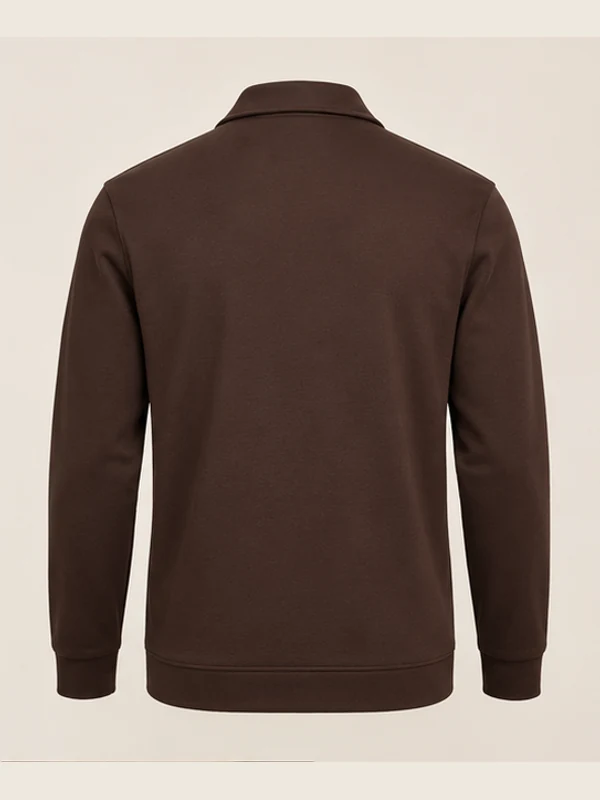 Men's Terrace Collared Quarter-Zip — Espresso, Back view