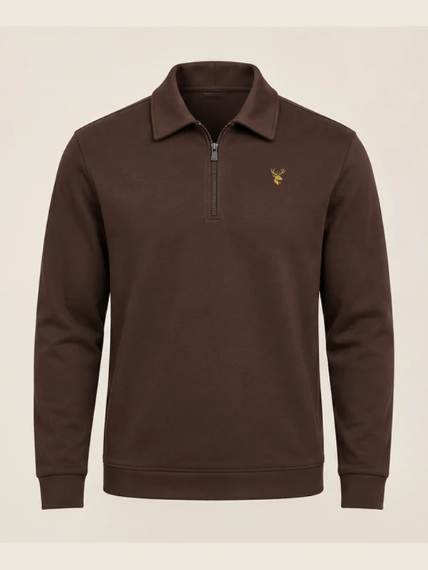 Men's Terrace Collared Quarter-Zip — Espresso in Espresso, front view
