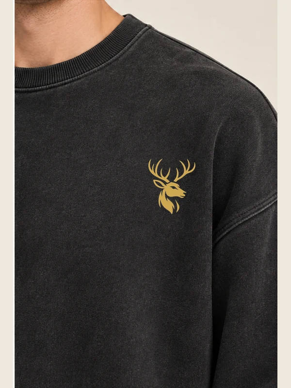 Men's Volume Oversized Sweatshirt — Washed Black, Detail view