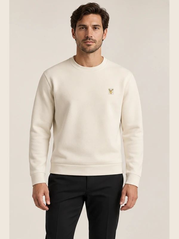 Gold Edition Men's Atelier Architectural Crewneck — Cream, On-model view