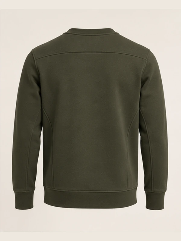 Gold Edition Men's Crest Panelled Crewneck — Dark Olive, Back view