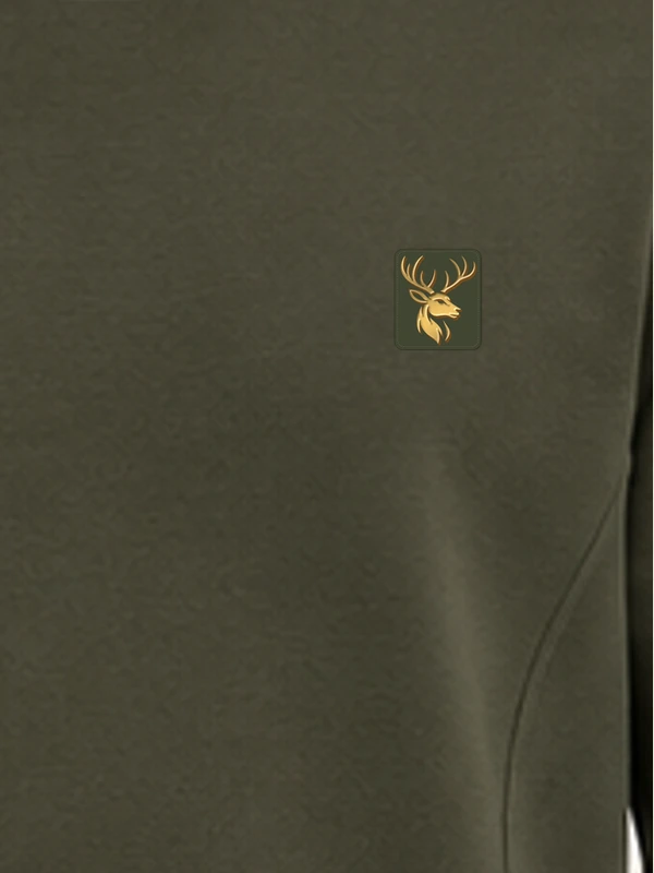 Gold Edition Men's Crest Panelled Crewneck — Dark Olive, Detail view