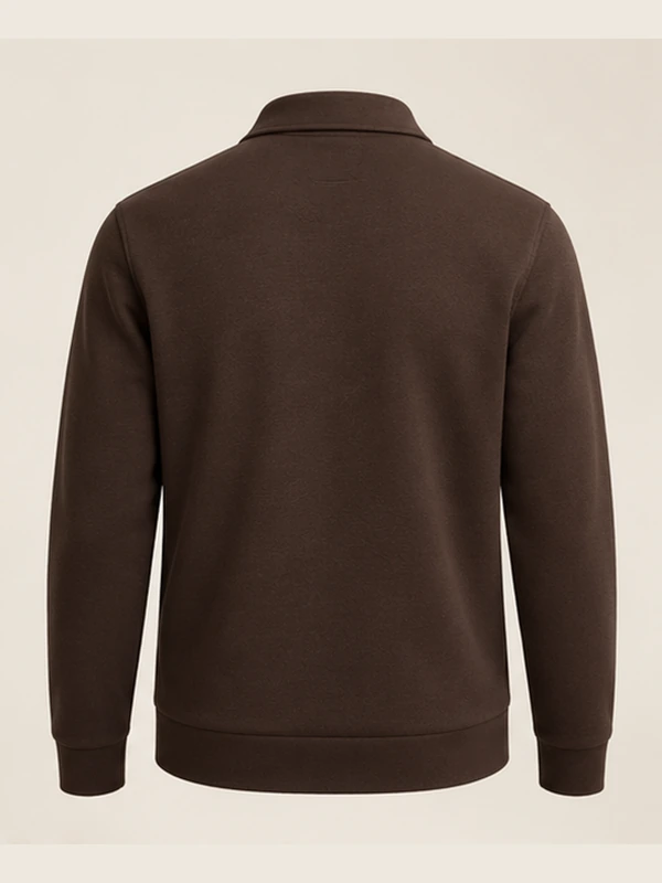 Gold Edition Men's Gallery Fold-Collar Half-Zip — Espresso, Back view