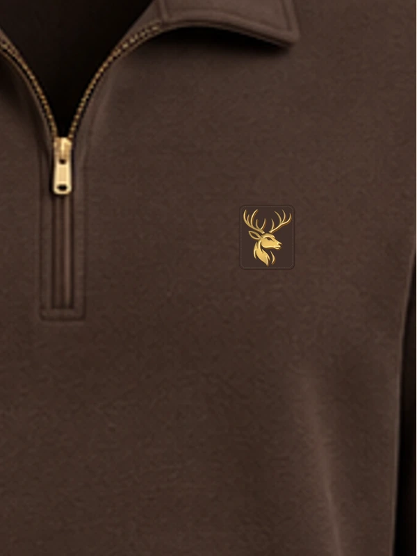 Gold Edition Men's Gallery Fold-Collar Half-Zip — Espresso, Detail view