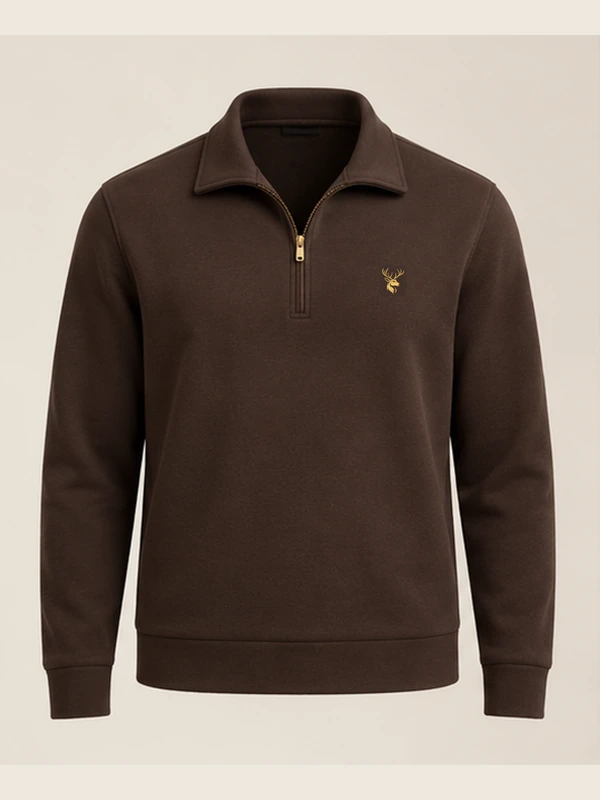 Gold Edition Men's Gallery Fold-Collar Half-Zip — Espresso, Front view