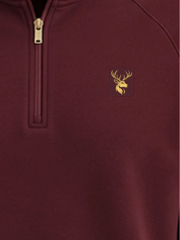 Gold Edition Men's Nocturne Raglan Half-Zip — Deep Burgundy, Detail view