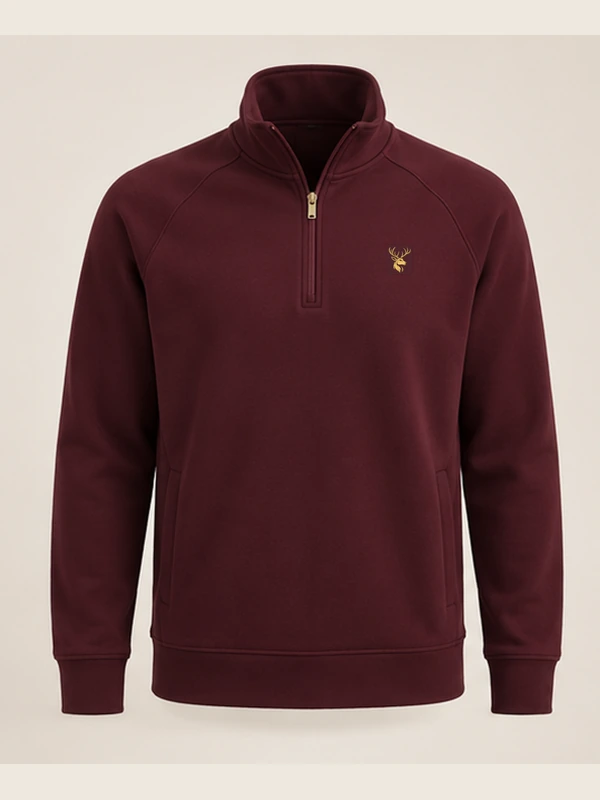 Gold Edition Men's Nocturne Raglan Half-Zip — Deep Burgundy, Front view