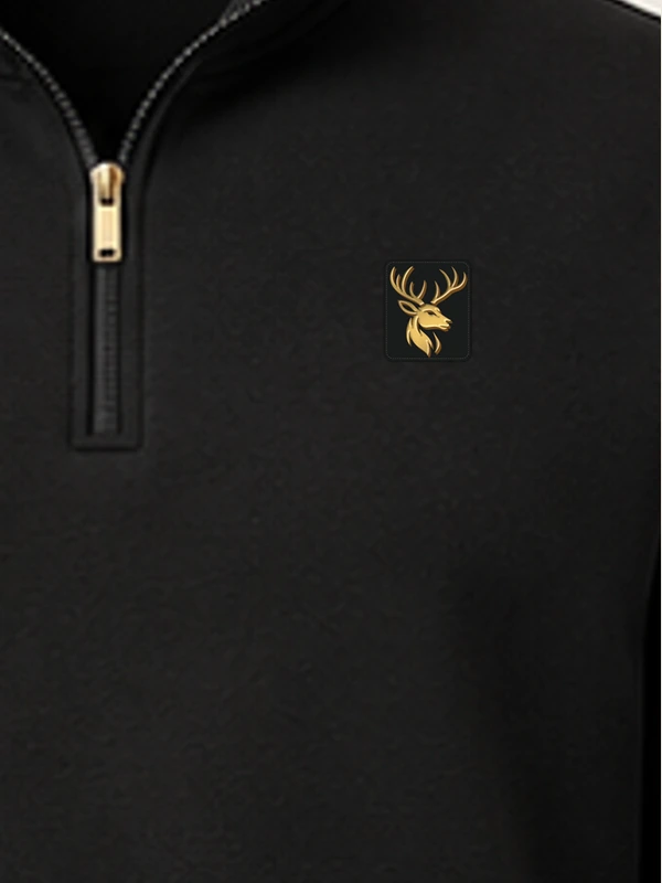 Gold Edition Men's Regent Quarter-Zip — Black, Detail view