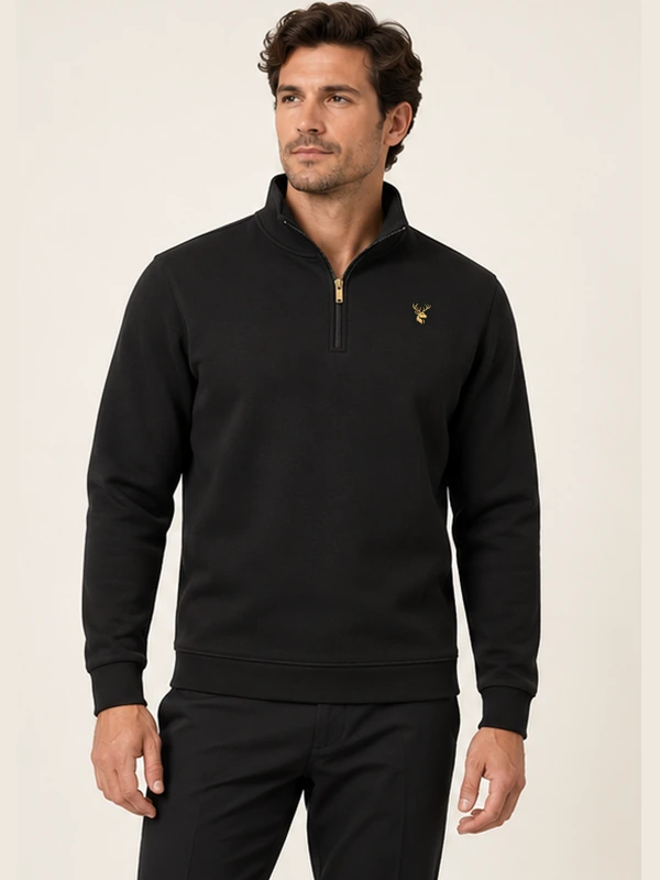Gold Edition Men's Regent Quarter-Zip — Black, On-model view