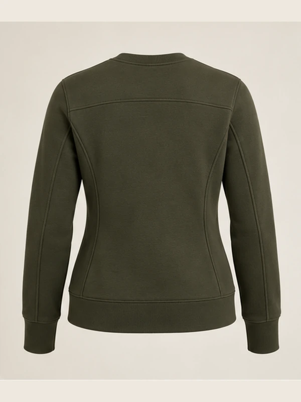 Gold Edition Women's Facet Panelled Crewneck — Dark Olive, Back view