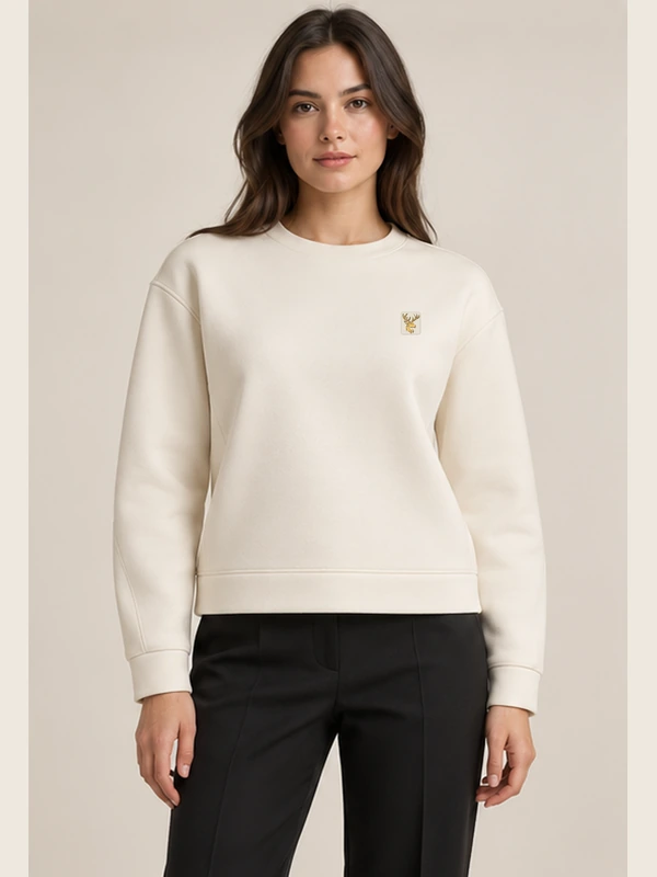 Gold Edition Women's Muse Architectural Crewneck — Cream, On-model view