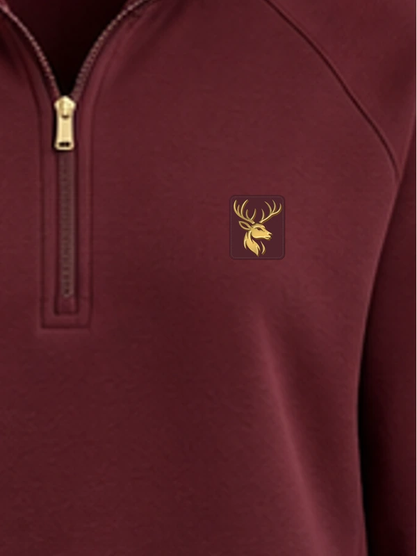 Gold Edition Women's Nocturne Drape Raglan Half-Zip — Deep Burgundy, Detail view