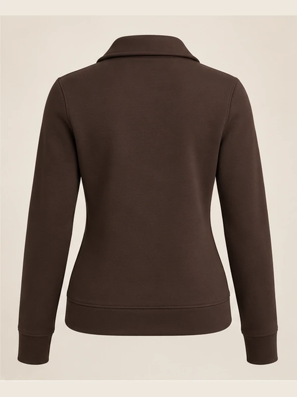 Gold Edition Women's Portrait Fold-Collar Half-Zip — Espresso, Back view