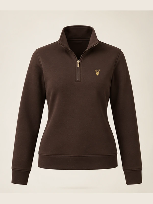 Gold Edition Women's Sovereign Quarter-Zip — Espresso, Front view