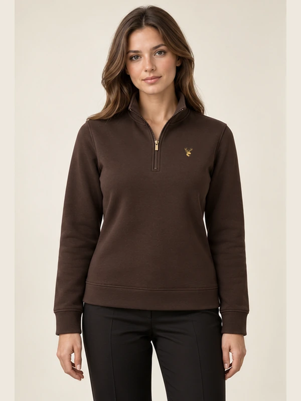 Gold Edition Women's Sovereign Quarter-Zip — Espresso, On-model view