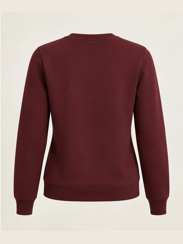 Women's Arc Shaped Crewneck — Deep Burgundy, Back view
