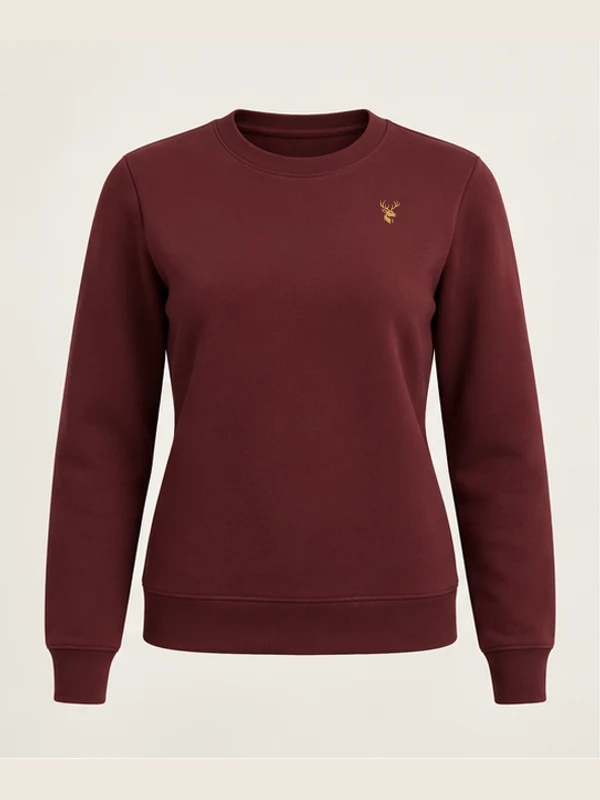 Women's Arc Shaped Crewneck — Deep Burgundy in Deep Burgundy, front view