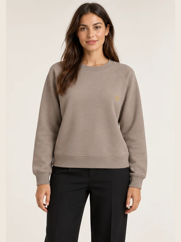 Women's Ease Raglan Sweatshirt — Taupe, On-model view