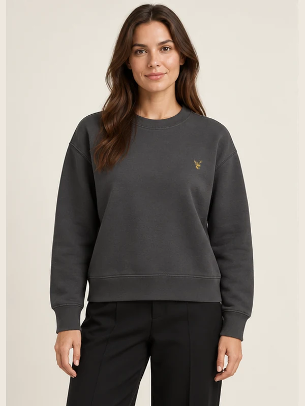 Women's Forge Heavyweight Sweatshirt — Charcoal, On-model view