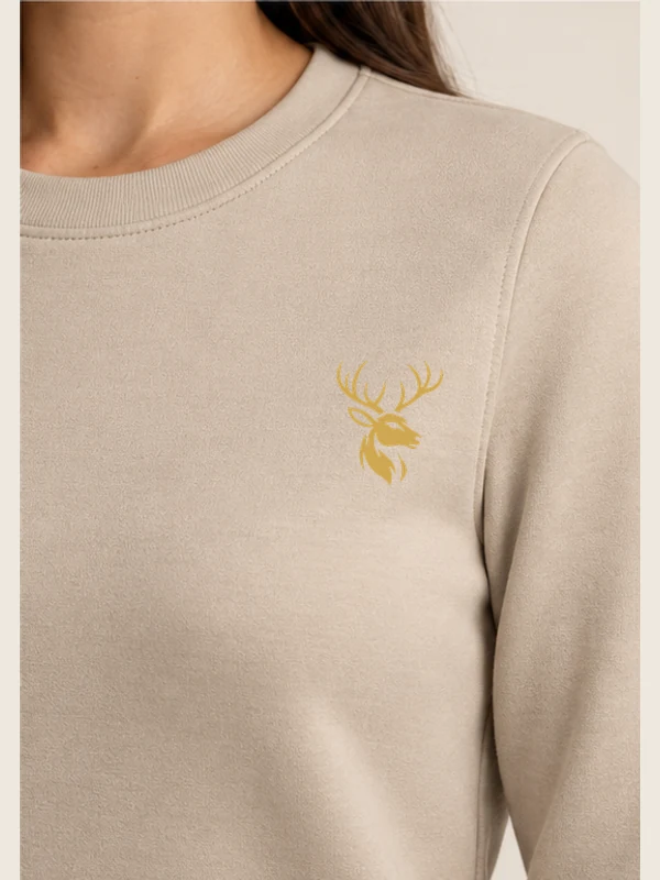 Women's Line Smooth Sweatshirt — Warm Beige, Detail view