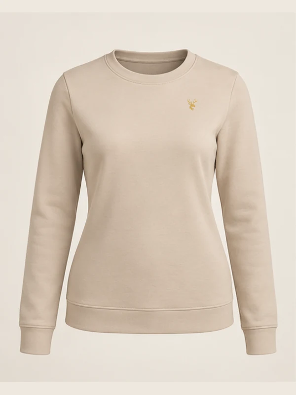 Women's Line Smooth Sweatshirt — Warm Beige in Warm Beige, front view