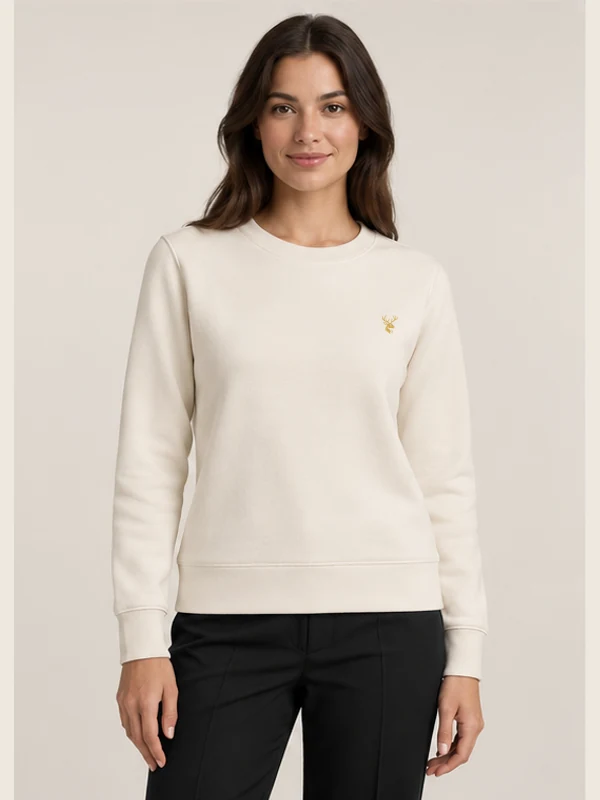 Women's Meridian Crewneck — Cream, On-model view