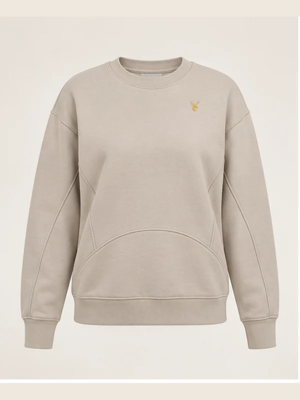 Women's Orbit Panelled Crewneck — Stone in Stone, front view