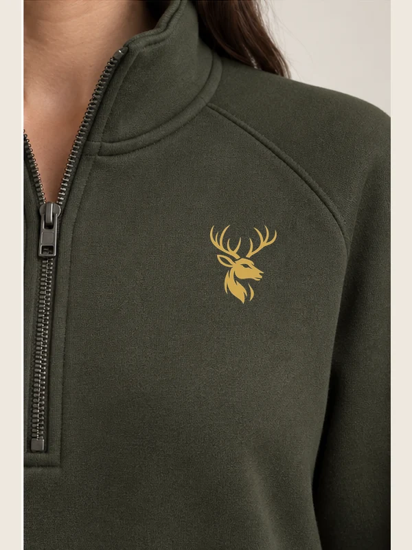 Women's Ridge Half-Zip — Dark Olive, Detail view