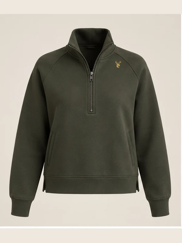 Women's Ridge Half-Zip — Dark Olive in Dark Olive, front view