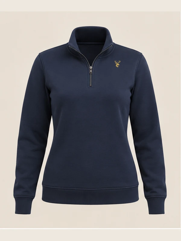 Women's Tempo Quarter-Zip — Navy in Navy, front view