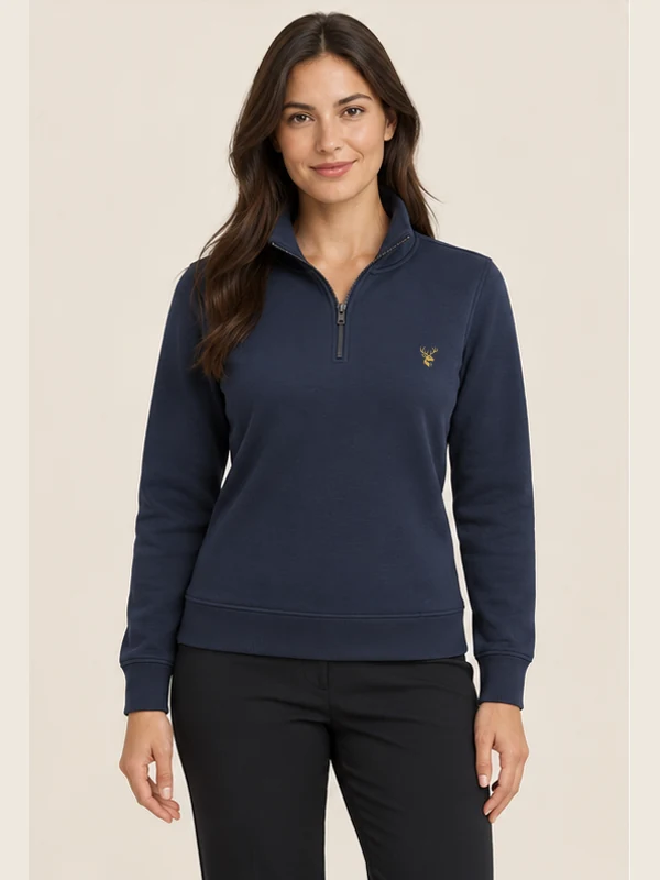 Women's Tempo Quarter-Zip — Navy, On-model view