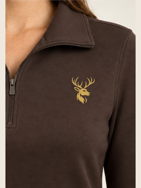 Women's Terrace Collared Quarter-Zip — Espresso, Detail view