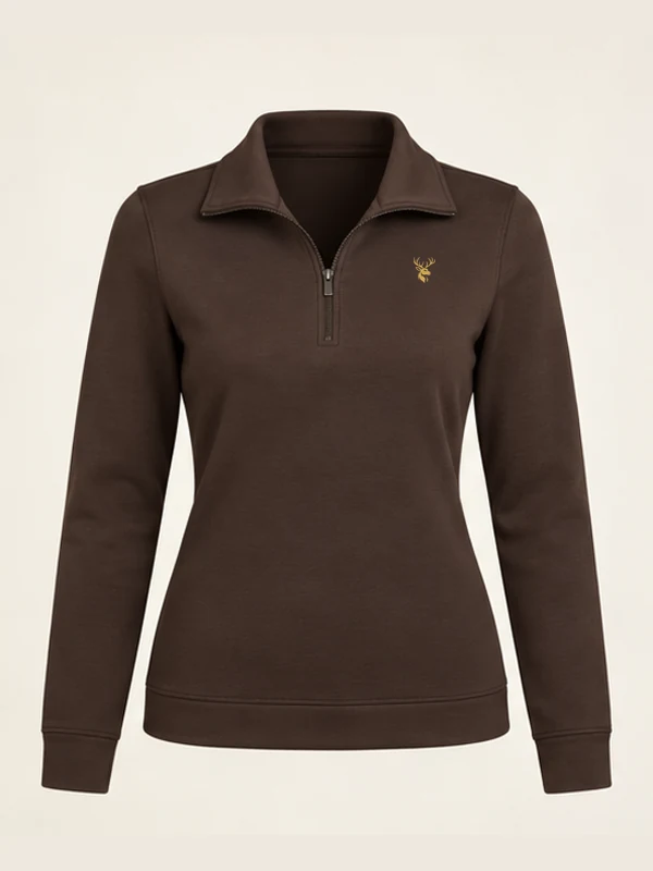 Women's Terrace Collared Quarter-Zip — Espresso in Espresso, front view