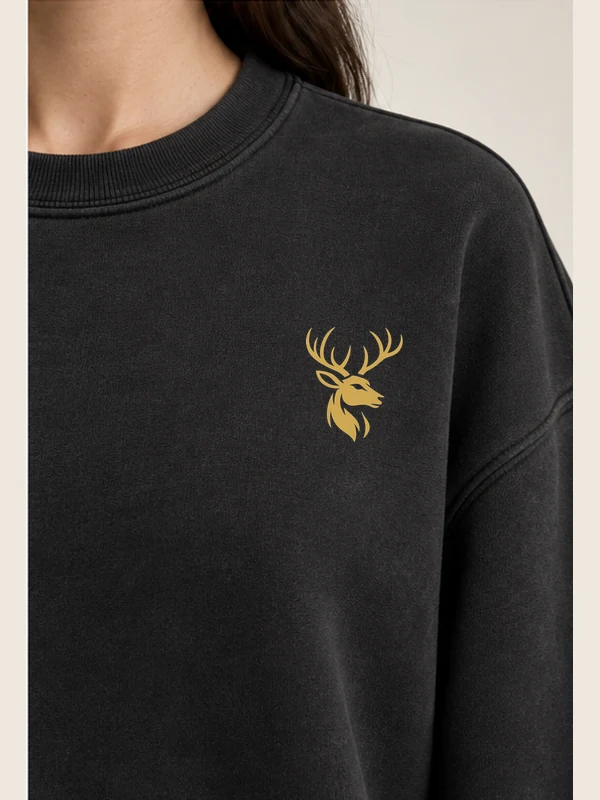 Women's Volume Oversized Sweatshirt — Washed Black, Detail view