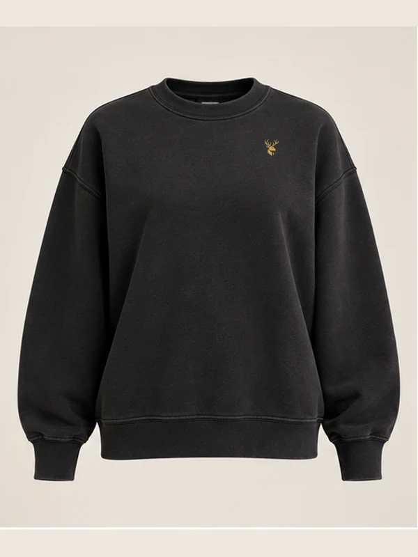 Women's Volume Oversized Sweatshirt — Washed Black in Washed Black, front view