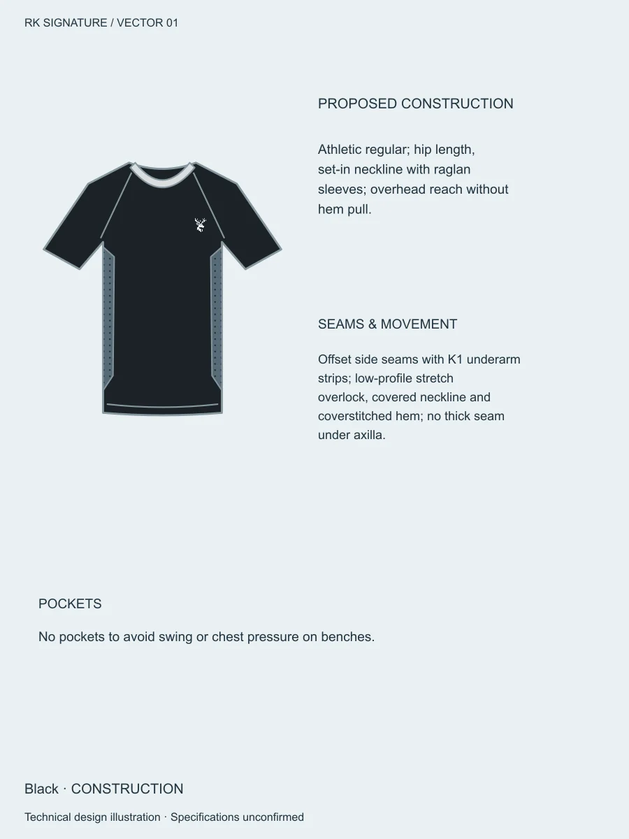Men’s Aero Mesh Training Tee — Black, Construction view