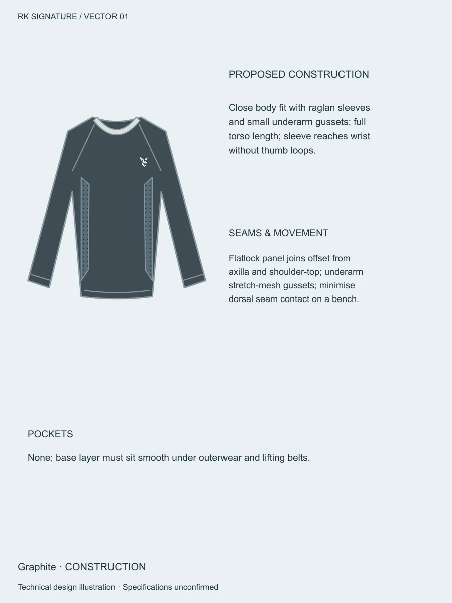 Men’s Axial Close-Fit Base Layer — Graphite, Construction view