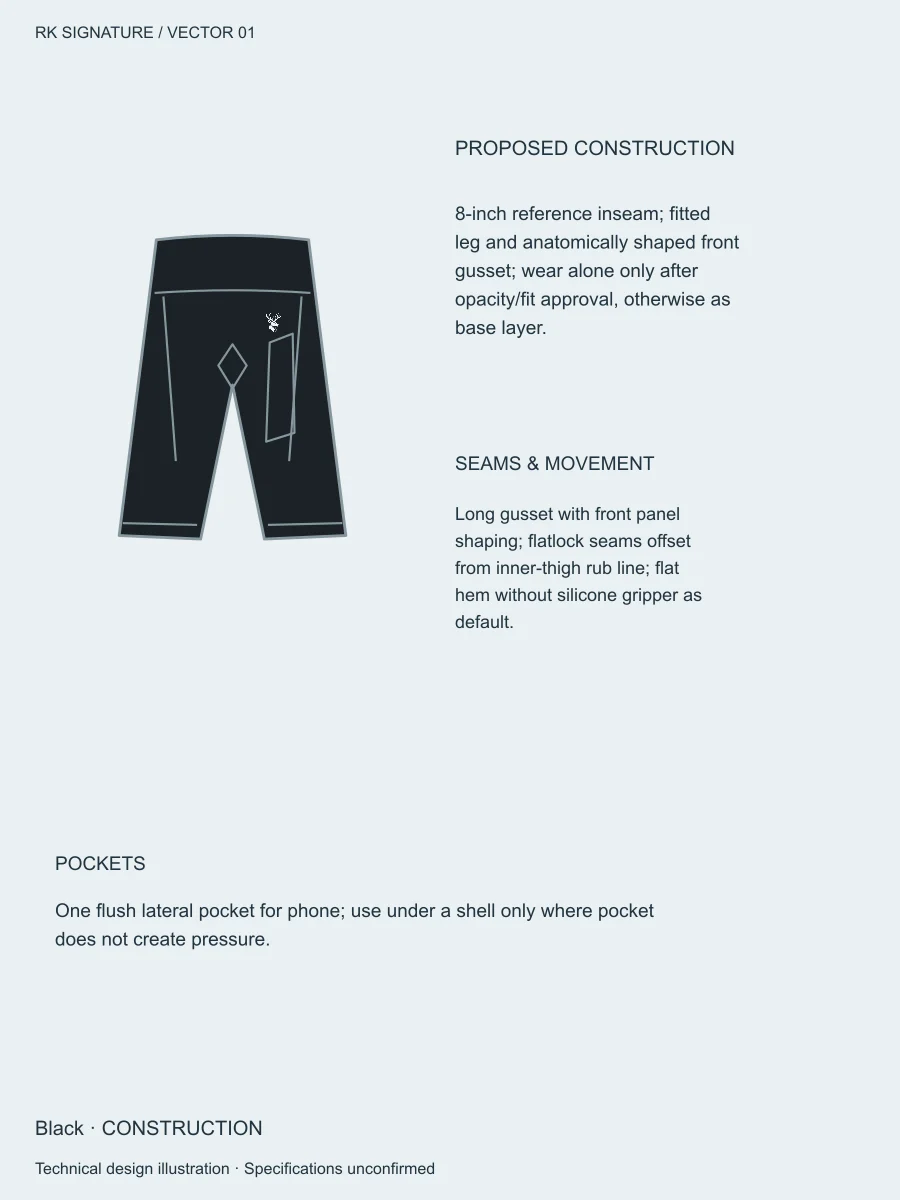 Men’s Axial Close-Fit Training Short — Black, Construction view