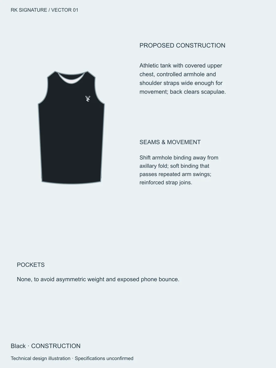 Men’s Pivot Training Tank — Black, Construction view