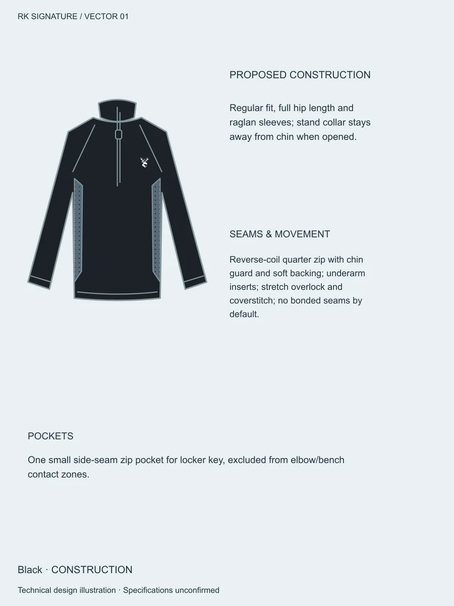Men’s Traverse Training Quarter-Zip — Black, Construction view